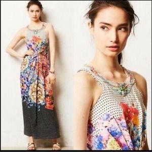 Anthropologie Ranna Gill Arnala Floral Jeweled Polka Dot Maxi Dress Womens Sz 2